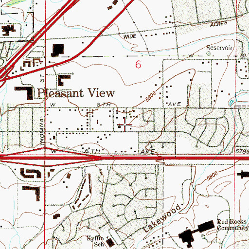 Topographic Map of East Pleasant View Census Designated Place, CO