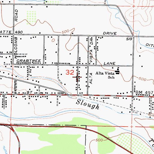 Topographic Map of East Porterville Census Designated Place, CA