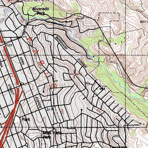 Topographic Map of East Richmond Heights Census Designated Place, CA