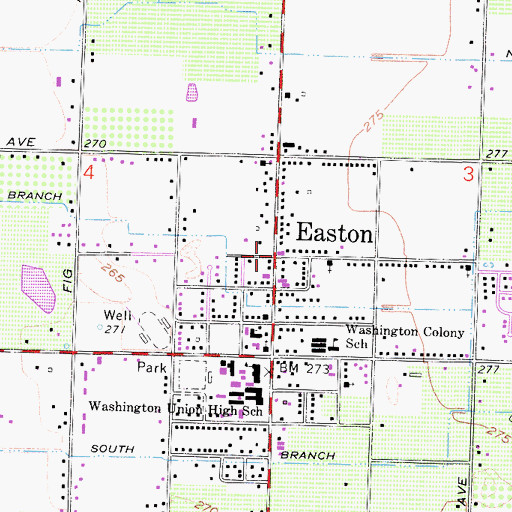 Topographic Map of Easton Census Designated Place, CA