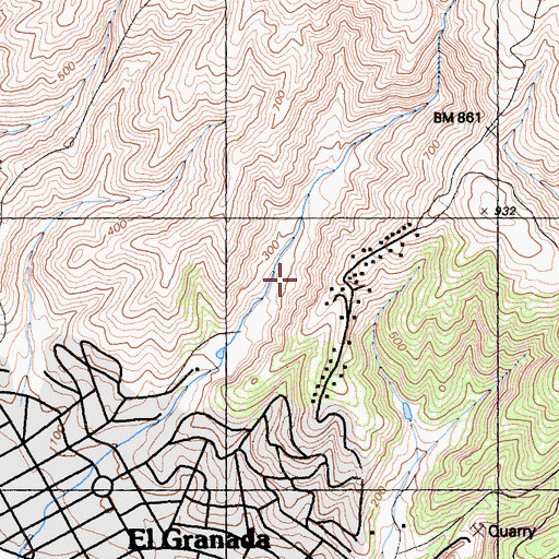 Topographic Map of El Granada Census Designated Place, CA