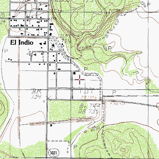 Topographic Map of El Indio Census Designated Place, TX
