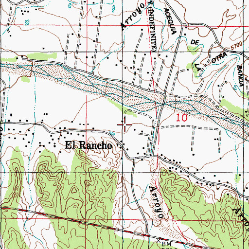 Topographic Map of El Rancho Census Designated Place, NM
