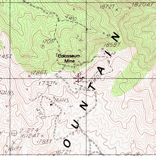 Topographic Map of Colosseum Mine, CA