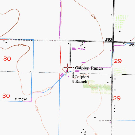 Topographic Map of Colpien Ranch, CA