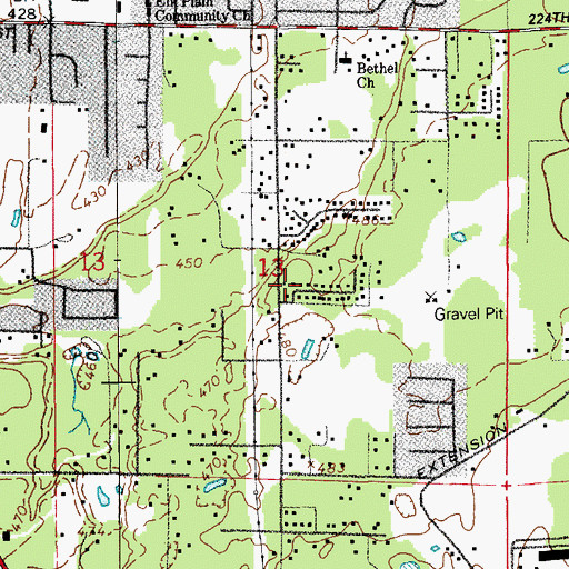 Topographic Map of Elk Plain Census Designated Place, WA