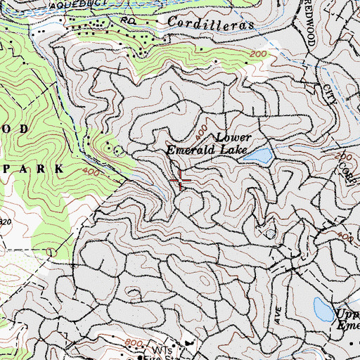Topographic Map of Emerald Lake Hills Census Designated Place, CA