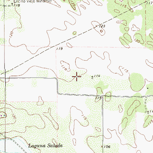 Topographic Map of Encino Census Designated Place, TX