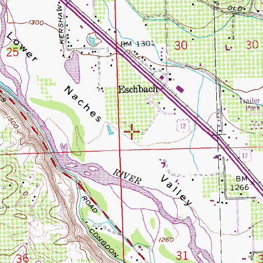 Topographic Map of Eschbach Census Designated Place, WA
