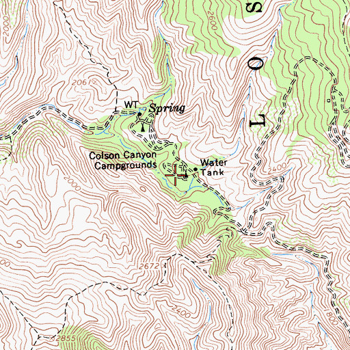 Topographic Map of Colson Canyon Campgrounds, CA