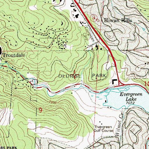 Topographic Map of Evergreen Census Designated Place, CO