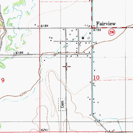 Topographic Map of Fairview Census Designated Place, WY