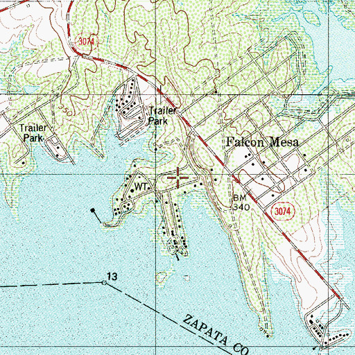 Topographic Map of Falcon Mesa Census Designated Place, TX