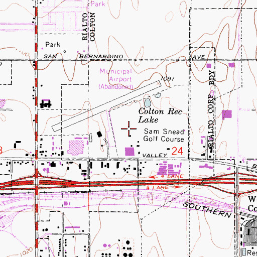 Topographic Map of Colton Recreation Lake, CA