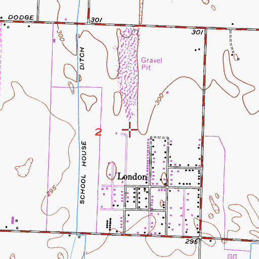Topographic Map of London Census Designated Place, CA