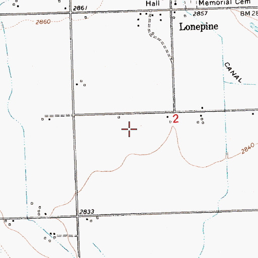 Topographic Map of Lonepine Census Designated Place, MT