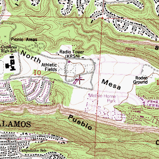 Topographic Map of Los Alamos Census Designated Place, NM