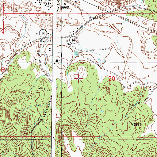 Topographic Map of Los Cerrillos Census Designated Place, NM