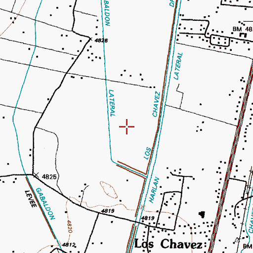 Topographic Map of Los Chaves Census Designated Place, NM