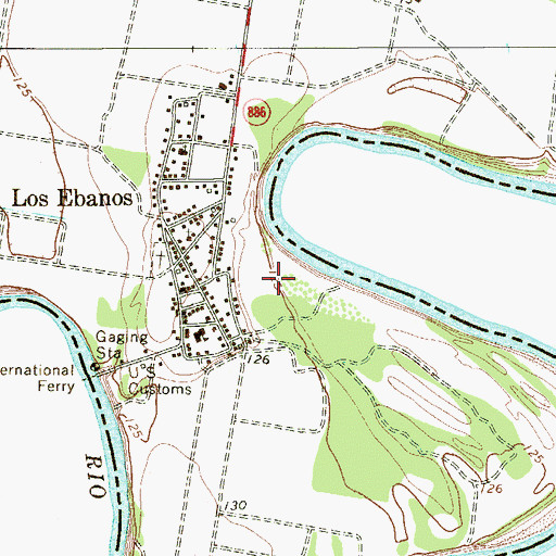 Topographic Map of Los Ebanos Census Designated Place, TX