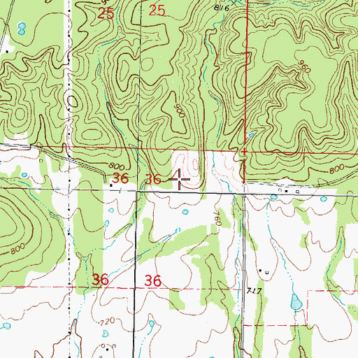Topographic Map of Lost City Census Designated Place, OK