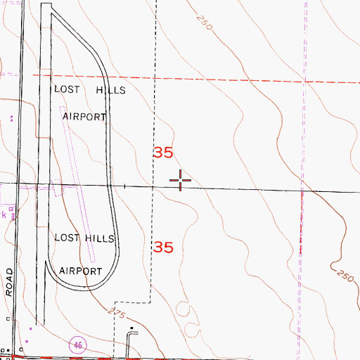 Topographic Map of Lost Hills Census Designated Place, CA