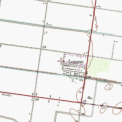 Topographic Map of Lozano Census Designated Place, TX