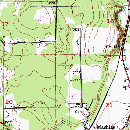 Topographic Map of Machias Census Designated Place, WA