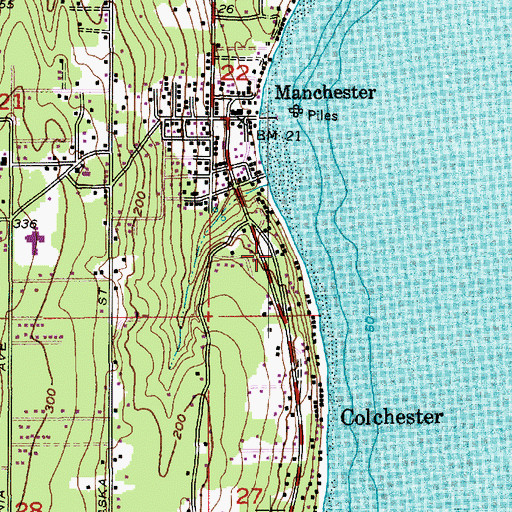 Topographic Map of Manchester Census Designated Place, WA