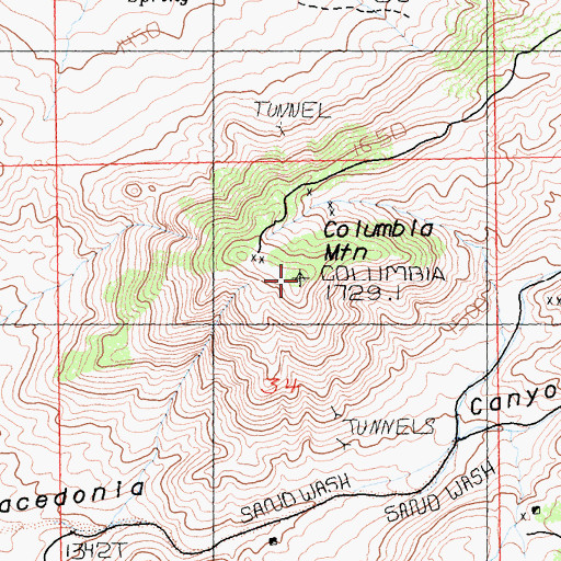 Topographic Map of Columbia Mountain, CA