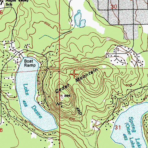 Topographic Map of Maple Heights-Lake Desire Census Designated Place, WA