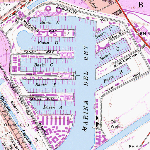 Topographic Map of Marina del Rey Census Designated Place, CA
