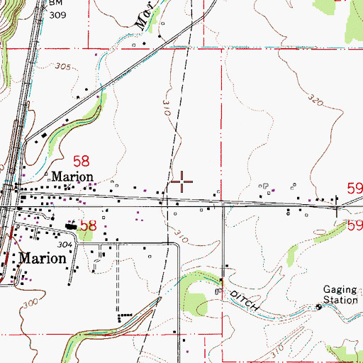 Topographic Map of Marion Census Designated Place, OR