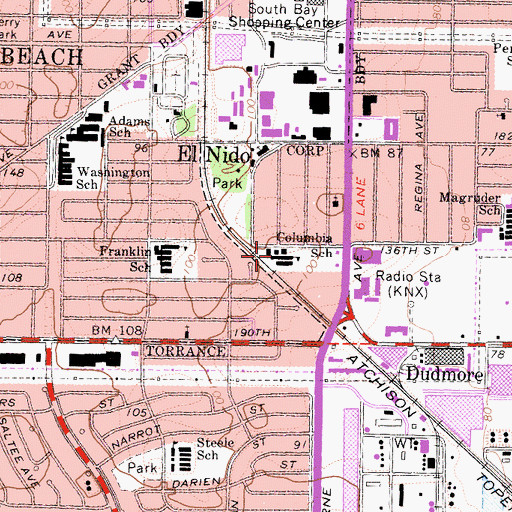 Topographic Map of Columbia School (historical), CA