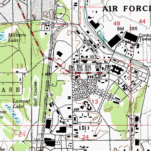 Topographic Map of McChord Air Force Base Census Designated Place, WA