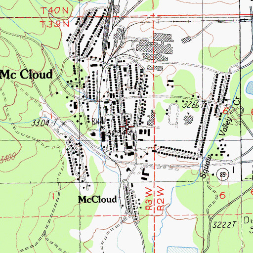 Topographic Map of McCloud Census Designated Place, CA