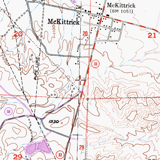 Topographic Map of McKittrick Census Designated Place, CA
