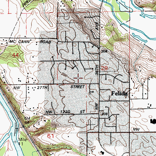 Topographic Map of Felida Census Designated Place, WA