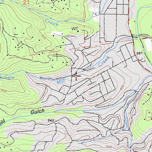 Topographic Map of Felton Census Designated Place, CA