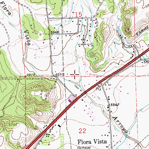 Topographic Map of Flora Vista Census Designated Place, NM
