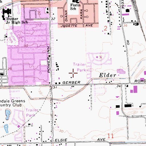 Topographic Map of Florin Census Designated Place, CA