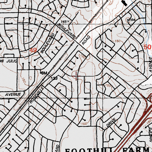 Topographic Map of Foothill Farms Census Designated Place, CA