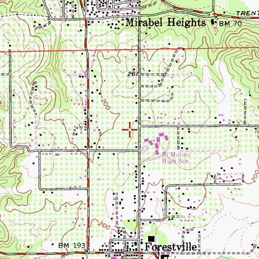 Topographic Map of Forestville Census Designated Place, CA