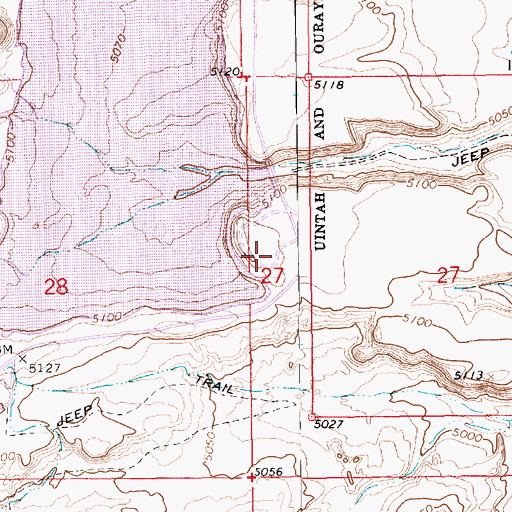Topographic Map of Fort Duchesne Census Designated Place, UT