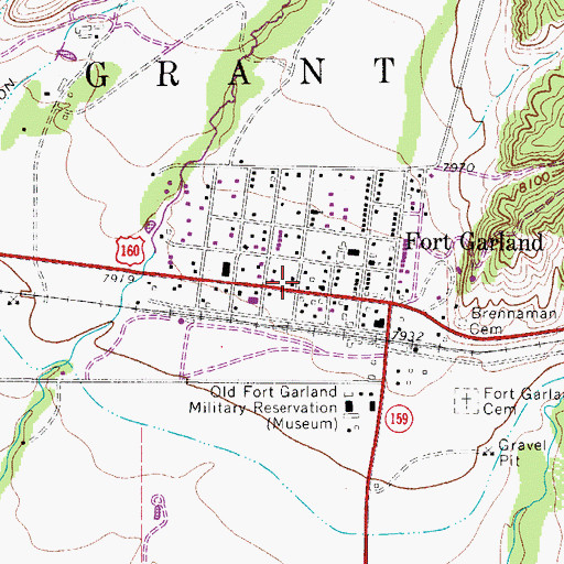 Topographic Map of Fort Garland Census Designated Place, CO