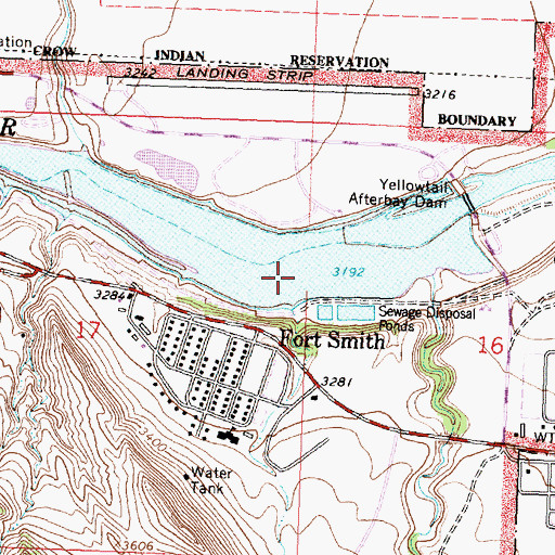 Topographic Map of Fort Smith Census Designated Place, MT