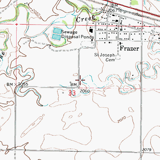 Topographic Map of Frazer Census Designated Place, MT