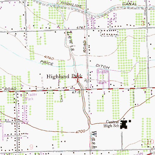 Topographic Map of Fruitvale Census Designated Place, CO