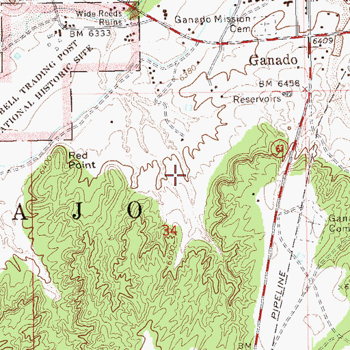 Topographic Map of Ganado Census Designated Place, AZ