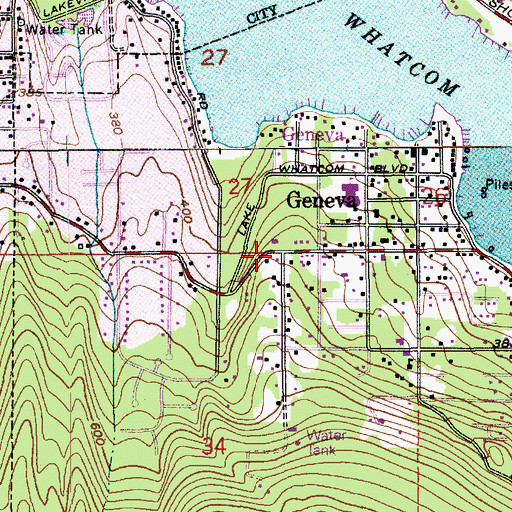 Topographic Map of Geneva Census Designated Place, WA